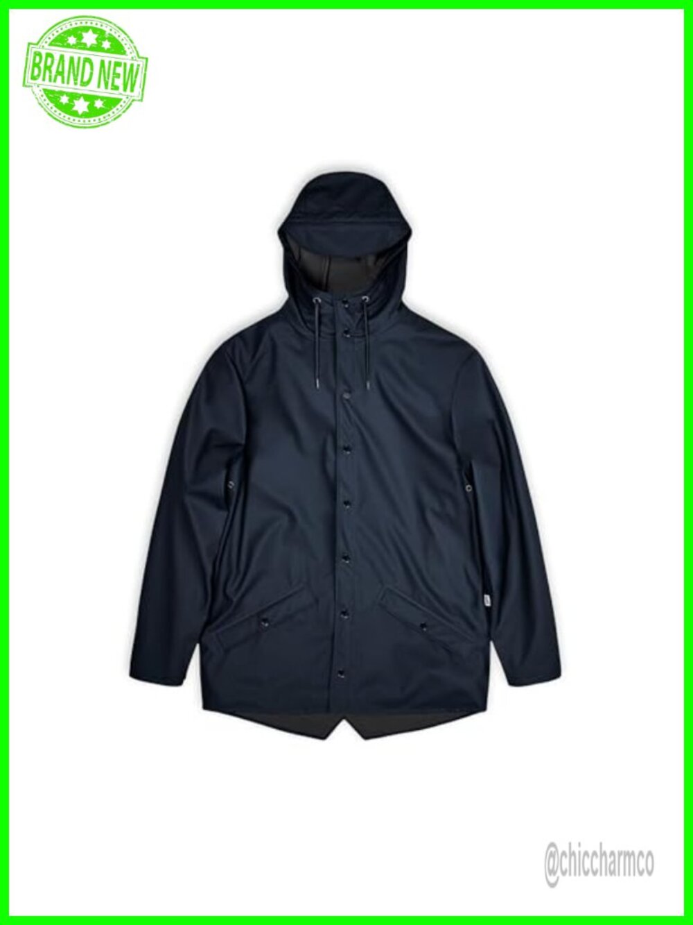 RAINS Waterproof Hooded Rain Jacket Unisex Lightweight Raincoat